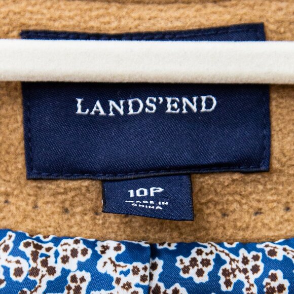 Land's End Camel Collarless Double-breasted Wool Blend Coat, Size 10P - Picture 3 of 8